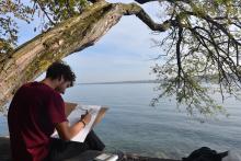 croquis bord du lac